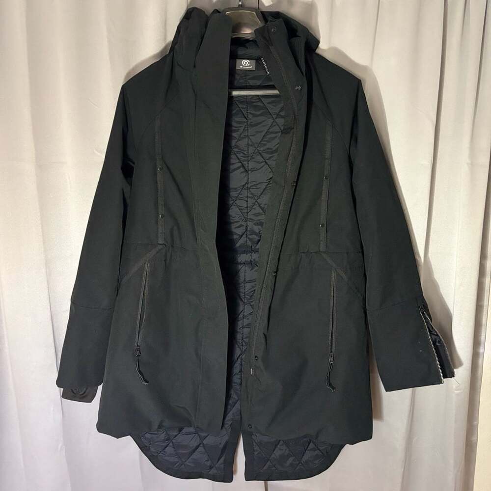 Champion C9 Hooded Parka Jacket Black Quilted Lined